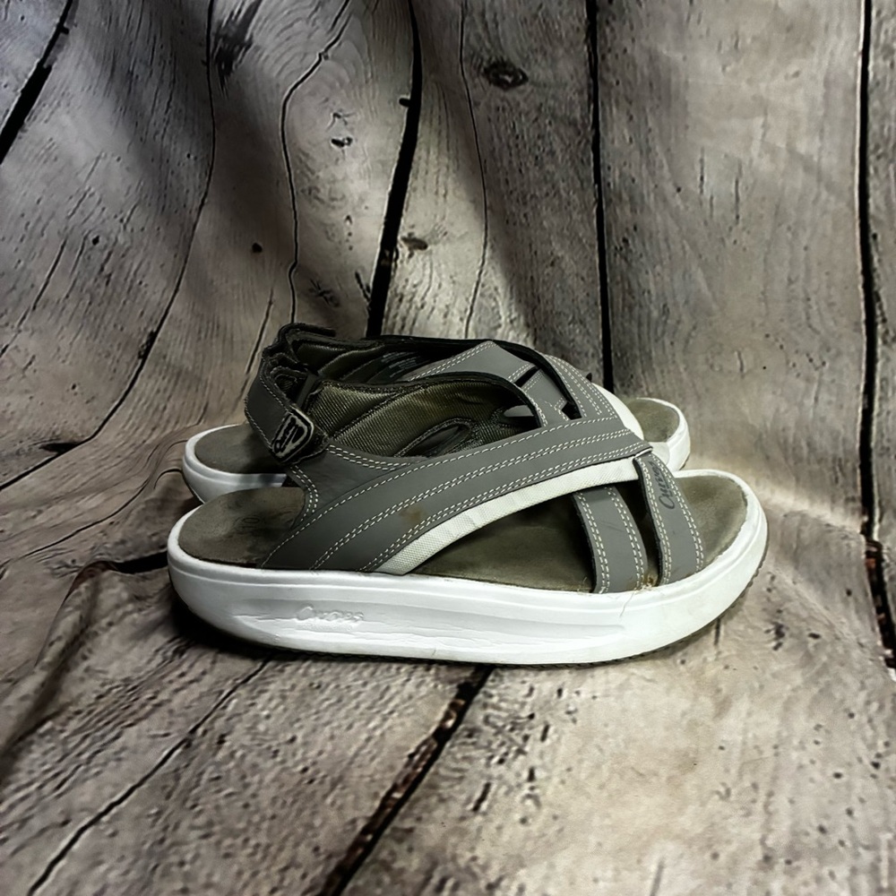 Curves Women’s Shape‎ Up Sandals Rockers Platform Toning Shoes Grey Sz 10 AS IS